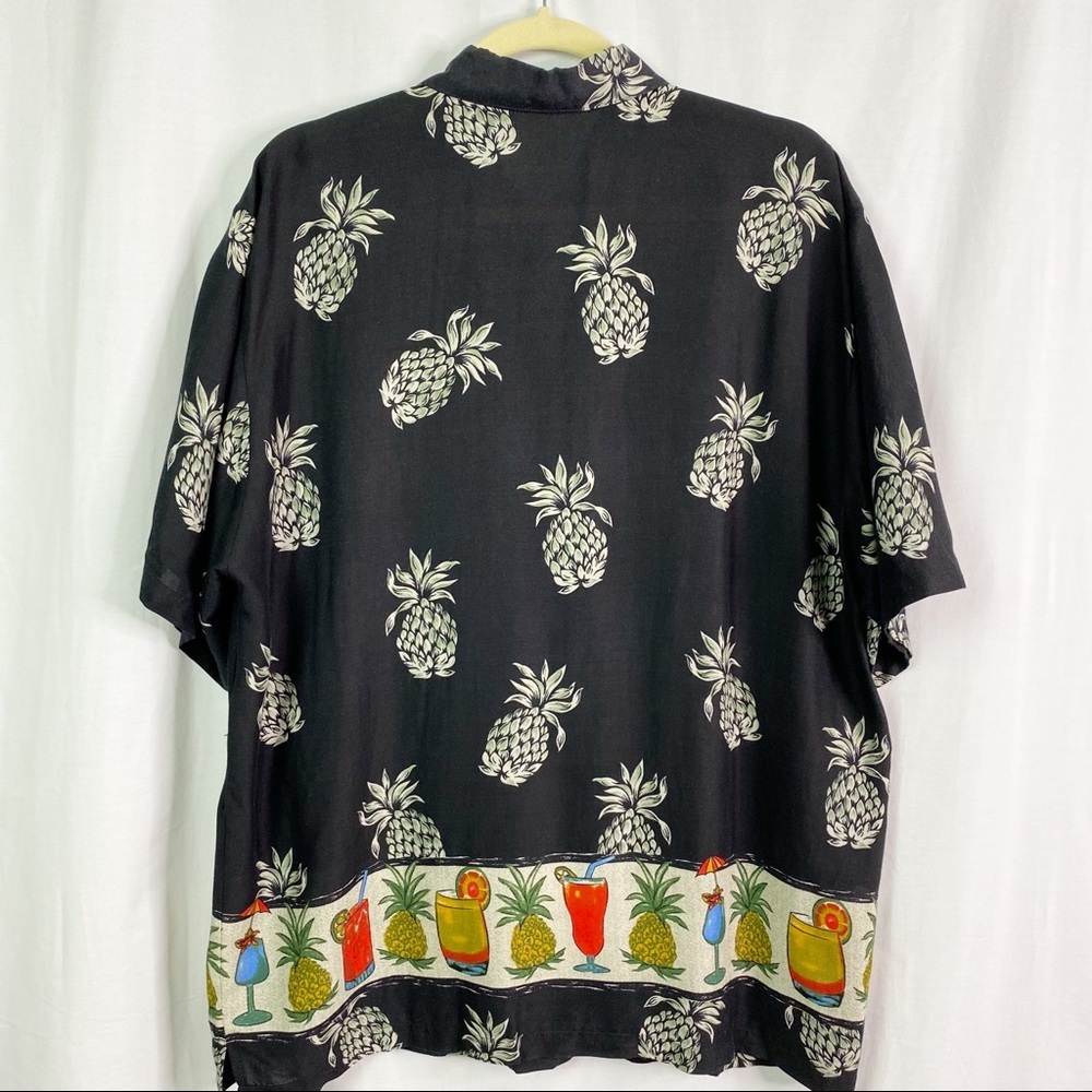 Vintage Black Pineapple Cocktail Print Shirt Lg - Picture 7 of 8
